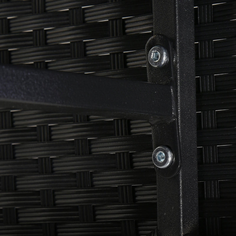 Aosom Patio Dining 11 Piece Patio Outdoor Rattan Dining Table Set with 6 Chairs and 4 Foot Stools in Black