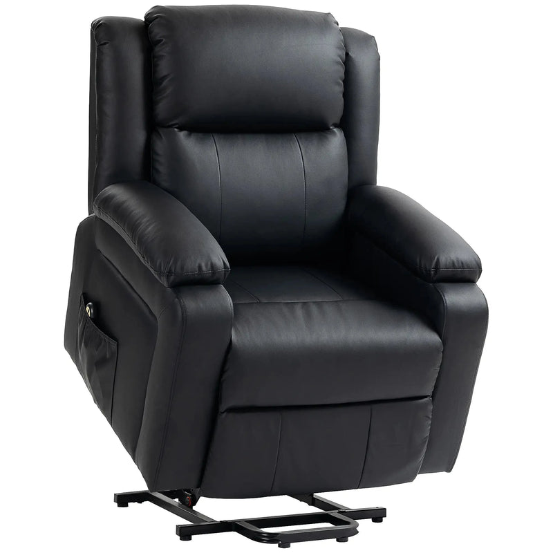 Aosom Recliner Black Faux Leather Upholstered Power Lift Recliner Chair - Available in 3 Colours