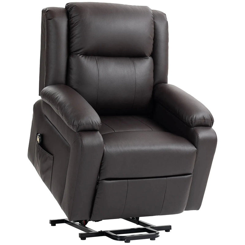 Aosom Recliner Brown Faux Leather Upholstered Power Lift Recliner Chair - Available in 3 Colours