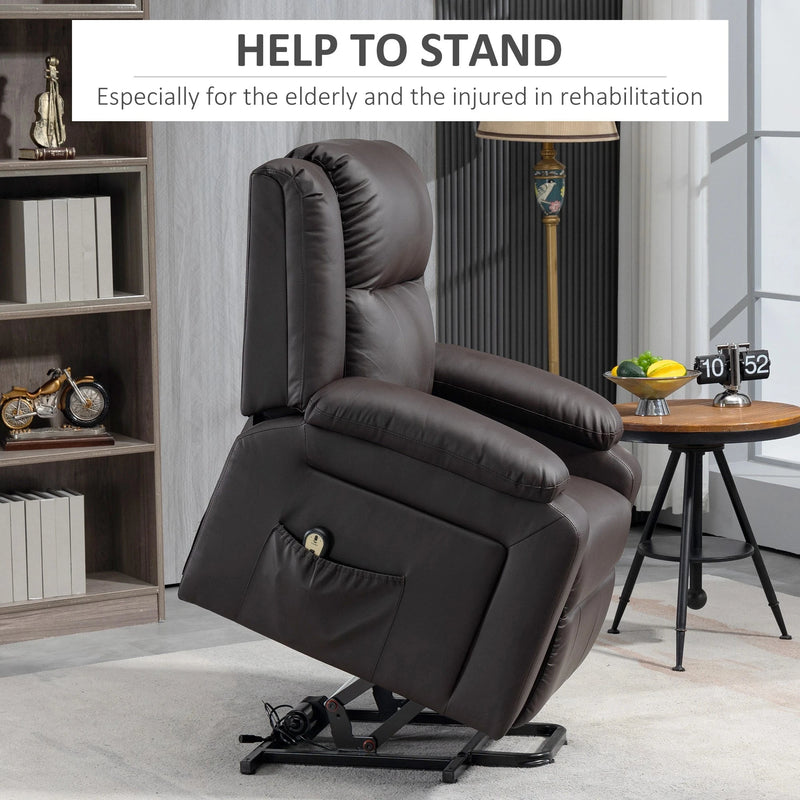 Aosom Recliner Faux Leather Upholstered Power Lift Recliner Chair - Available in 3 Colours