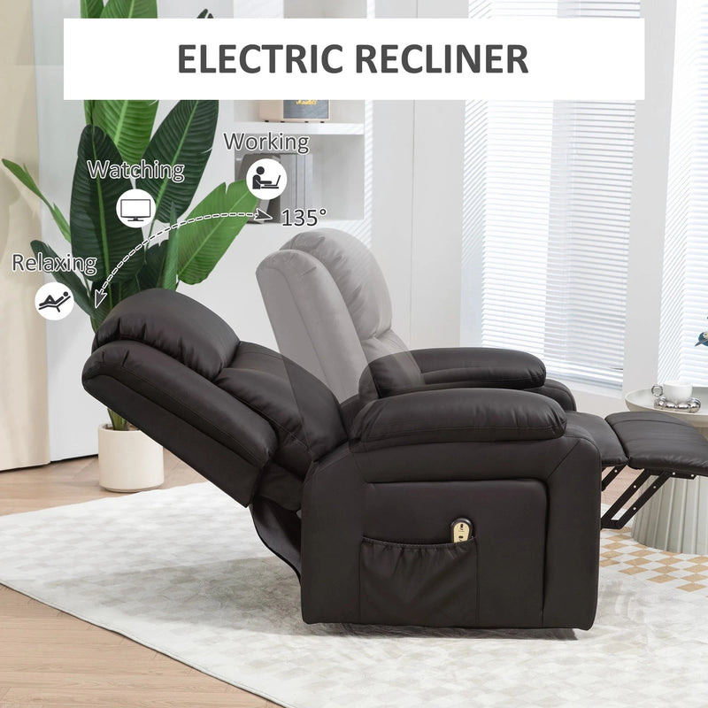 Aosom Recliner Faux Leather Upholstered Power Lift Recliner Chair - Available in 3 Colours