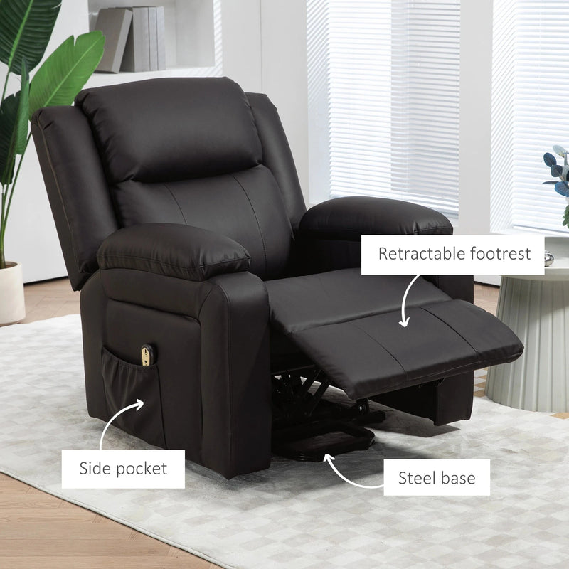 Aosom Recliner Faux Leather Upholstered Power Lift Recliner Chair - Available in 3 Colours