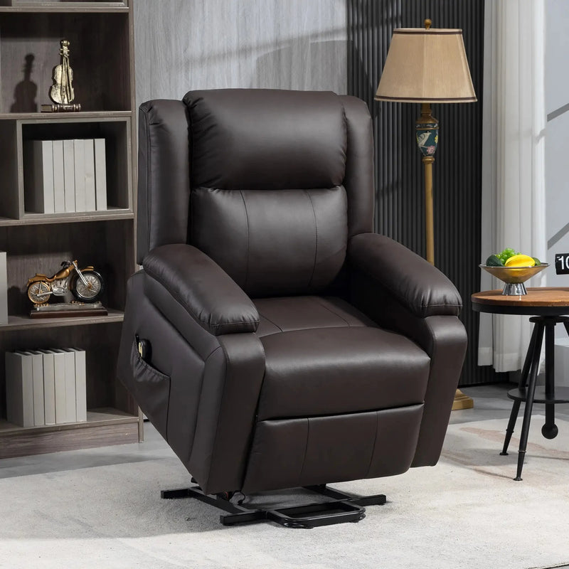 Aosom Recliner Faux Leather Upholstered Power Lift Recliner Chair - Available in 3 Colours