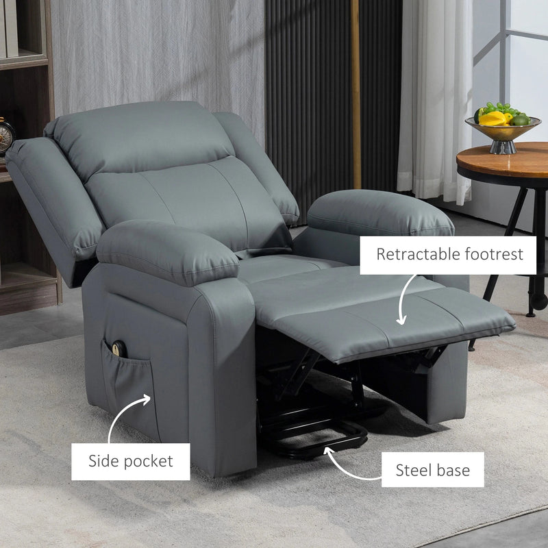 Aosom Recliner Faux Leather Upholstered Power Lift Recliner Chair - Available in 3 Colours