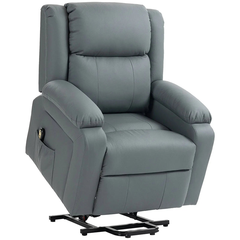 Aosom Recliner Grey Faux Leather Upholstered Power Lift Recliner Chair - Available in 3 Colours