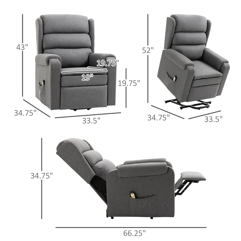 Aosom Recliner Lift Power Recliner Chair - Available in 3 Colours