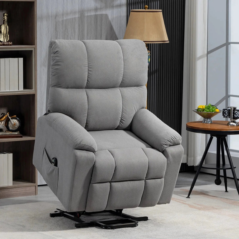 Aosom Recliner Microfibre Upholstered Power Lift Recliner Chair in Grey