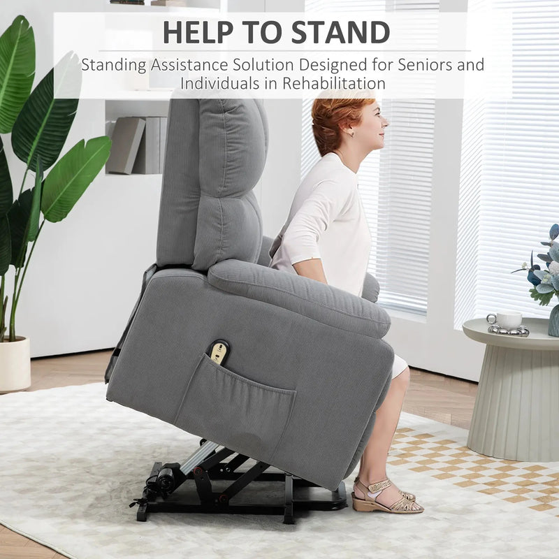 Aosom Recliner Microfibre Upholstered Power Lift Recliner Chair in Grey