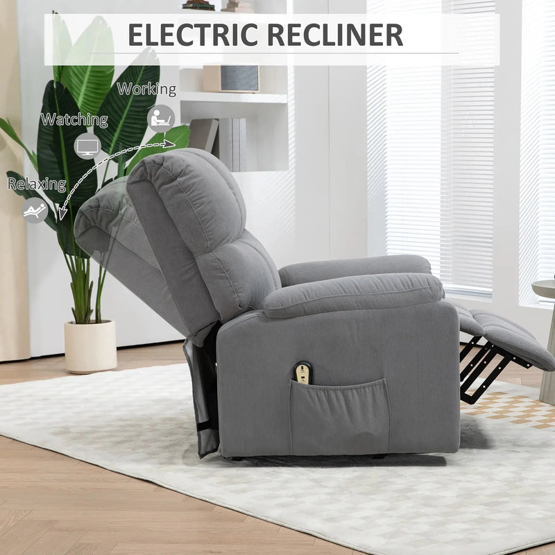 Aosom Recliner Microfibre Upholstered Power Lift Recliner Chair in Grey