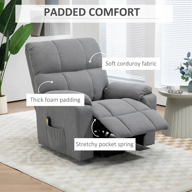 Aosom Recliner Microfibre Upholstered Power Lift Recliner Chair in Grey