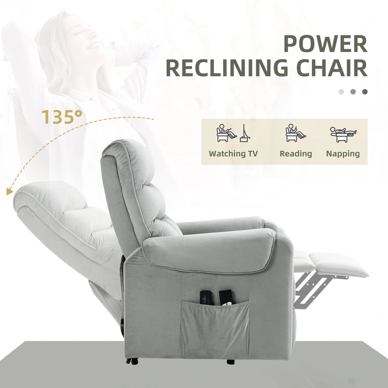 Aosom Recliner Power Massage Lift Recliner Chair with 8 Vibration Points in Grey