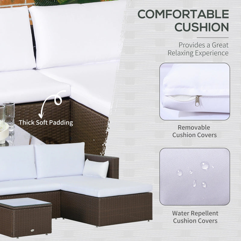 Aosom Sectional 3 Piece Modern Outdoor Patio Hand Woven Rattan Wicker Sectional Sofa with Coffee Table - Available in 2 Colours