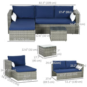 Aosom Sectional 3 Piece Modern Outdoor Patio Hand Woven Rattan Wicker Sectional Sofa with Coffee Table - Available in 5 Colours