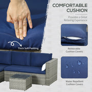 Aosom Sectional 3 Piece Modern Outdoor Patio Hand Woven Rattan Wicker Sectional Sofa with Coffee Table - Available in 5 Colours