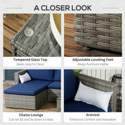 Aosom Sectional 3 Piece Modern Outdoor Patio Hand Woven Rattan Wicker Sectional Sofa with Coffee Table - Available in 5 Colours