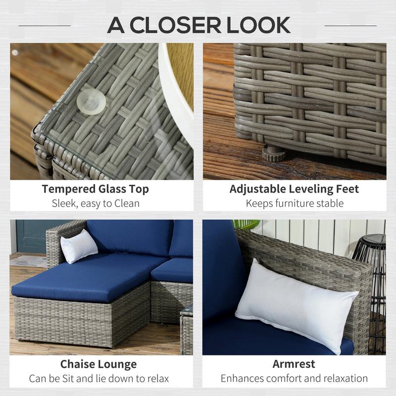 Aosom Sectional 3 Piece Modern Outdoor Patio Hand Woven Rattan Wicker Sectional Sofa with Coffee Table - Available in 5 Colours