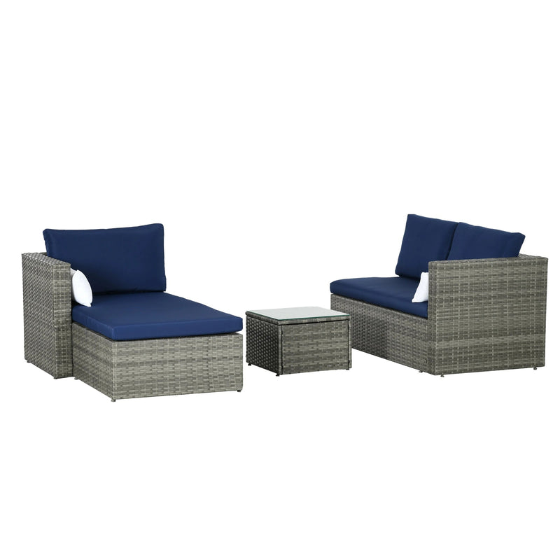 Aosom Sectional 3 Piece Modern Outdoor Patio Hand Woven Rattan Wicker Sectional Sofa with Coffee Table - Available in 5 Colours