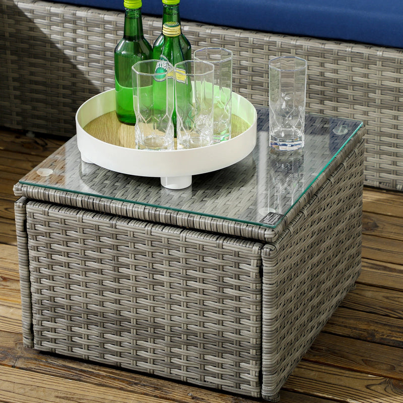 Aosom Sectional 3 Piece Modern Outdoor Patio Hand Woven Rattan Wicker Sectional Sofa with Coffee Table - Available in 5 Colours
