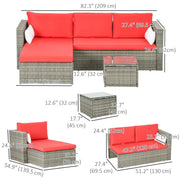 Aosom Sectional 3 Piece Modern Outdoor Patio Hand Woven Rattan Wicker Sectional Sofa with Coffee Table - Available in 5 Colours