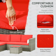 Aosom Sectional 3 Piece Modern Outdoor Patio Hand Woven Rattan Wicker Sectional Sofa with Coffee Table - Available in 5 Colours