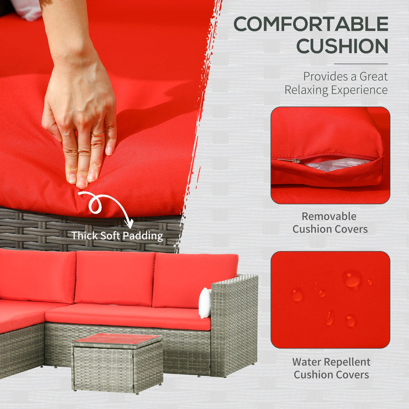 Aosom Sectional 3 Piece Modern Outdoor Patio Hand Woven Rattan Wicker Sectional Sofa with Coffee Table - Available in 5 Colours