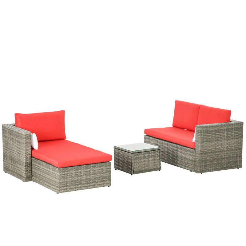 Aosom Sectional 3 Piece Modern Outdoor Patio Hand Woven Rattan Wicker Sectional Sofa with Coffee Table - Available in 5 Colours