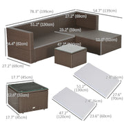 Aosom Sectional 3 Piece Modern Outdoor Patio Hand Woven Rattan Wicker Sectional Sofa with Coffee Table - Available in 5 Colours