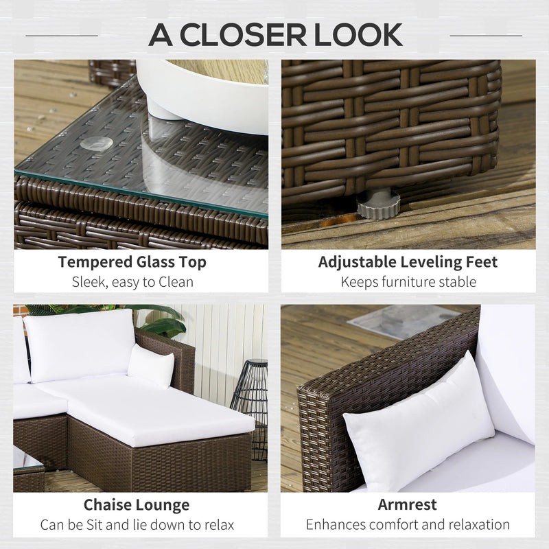 Aosom Sectional 3 Piece Modern Outdoor Patio Hand Woven Rattan Wicker Sectional Sofa with Coffee Table - Available in 5 Colours