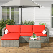 Aosom Sectional 3 Piece Modern Outdoor Patio Hand Woven Rattan Wicker Sectional Sofa with Coffee Table - Available in 5 Colours