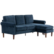 Aosom Sectional Dark Blue Modern Fabric L-Shaped Sectional Sofa with Reversible Chaise and Wooden Legs - Available in 2 Colours