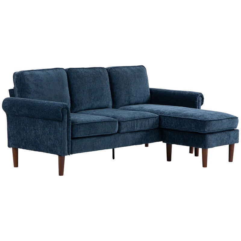 Aosom Sectional Dark Blue Modern Fabric L-Shaped Sectional Sofa with Reversible Chaise and Wooden Legs - Available in 2 Colours