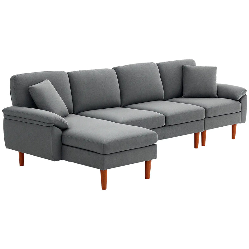 Aosom Sectional Dark Grey Modern L-Shaped Sectional Sofa with Reversible Chaise - Available in 3 Colours