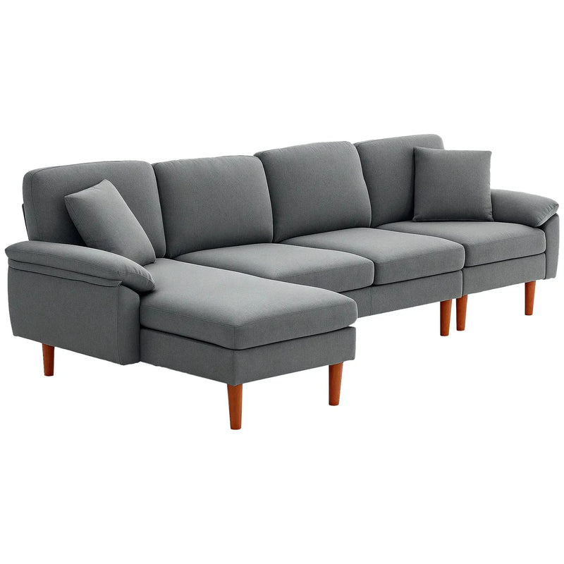 Aosom Sectional Dark Grey Modern L-Shaped Sectional Sofa with Reversible Chaise - Available in 3 Colours