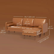 Aosom Sectional Faux Leather L-Shaped Sectional Sofa Set with Footstool and 2 Bolster Pillows in Brown