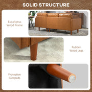 Aosom Sectional Faux Leather L-Shaped Sectional Sofa Set with Footstool and 2 Bolster Pillows in Brown