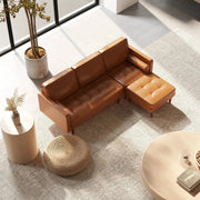 Aosom Sectional Faux Leather L-Shaped Sectional Sofa Set with Footstool and 2 Bolster Pillows in Brown