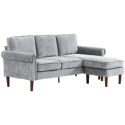 Aosom Sectional Grey Modern Fabric L-Shaped Sectional Sofa with Reversible Chaise and Wooden Legs - Available in 2 Colours