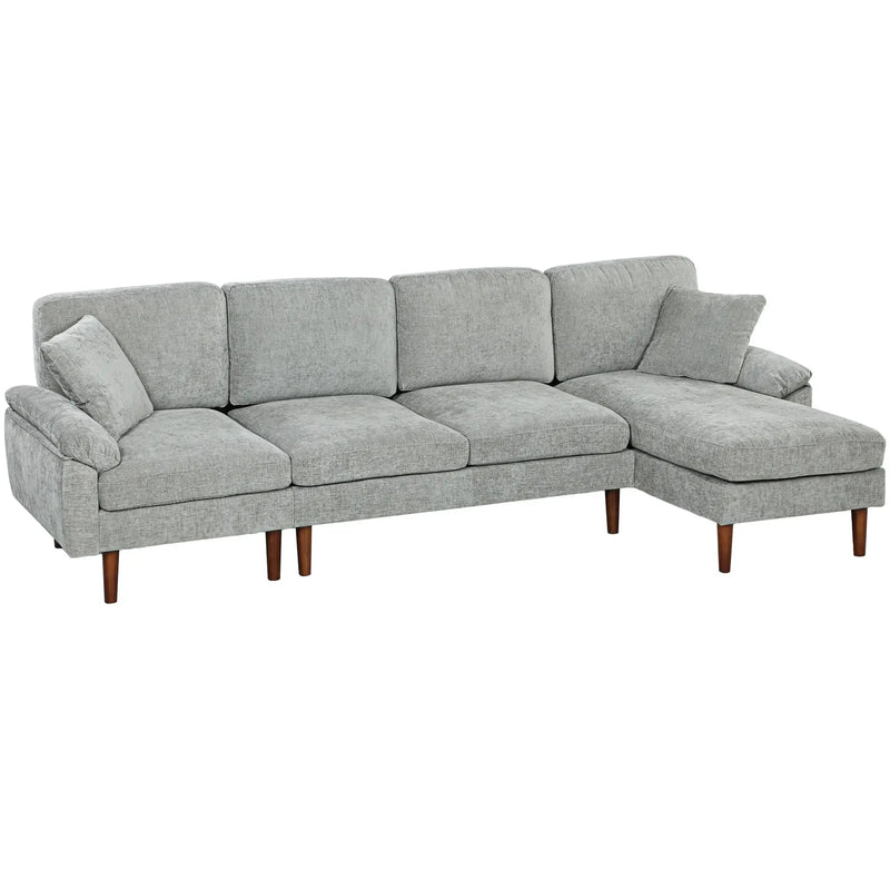 Aosom Sectional Grey Modern L-Shaped Sectional Sofa with Reversible Chaise - Available in 3 Colours