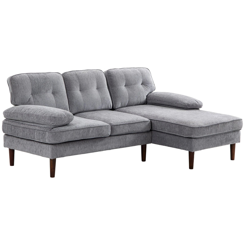 Aosom Sectional Grey Modern Tufted L-Shaped Sectional Sofa with Right Facing Chaise - Available in 2 Colours
