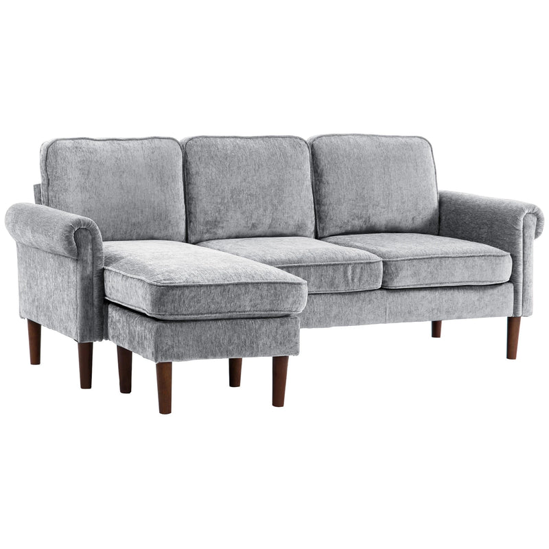 Aosom Sectional Modern Fabric L-Shaped Sectional Sofa with Reversible Chaise and Wooden Legs - Available in 2 Colours