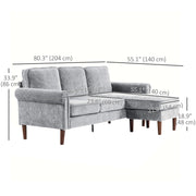 Aosom Sectional Modern Fabric L-Shaped Sectional Sofa with Reversible Chaise and Wooden Legs - Available in 2 Colours