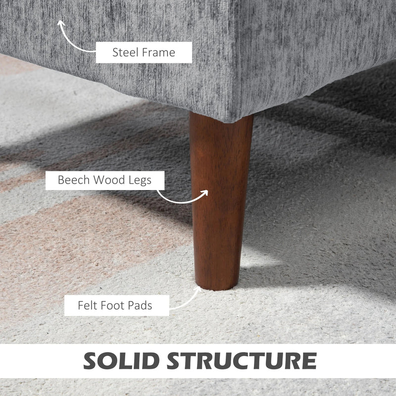 Aosom Sectional Modern Fabric L-Shaped Sectional Sofa with Reversible Chaise and Wooden Legs - Available in 2 Colours