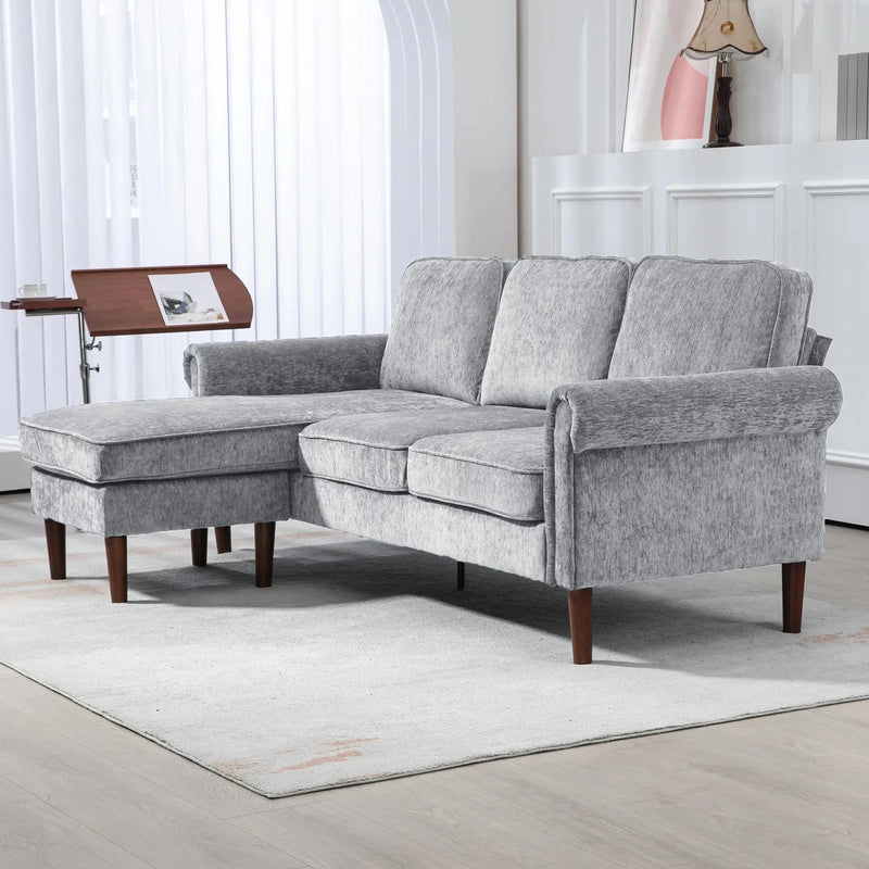 Aosom Sectional Modern Fabric L-Shaped Sectional Sofa with Reversible Chaise and Wooden Legs - Available in 2 Colours