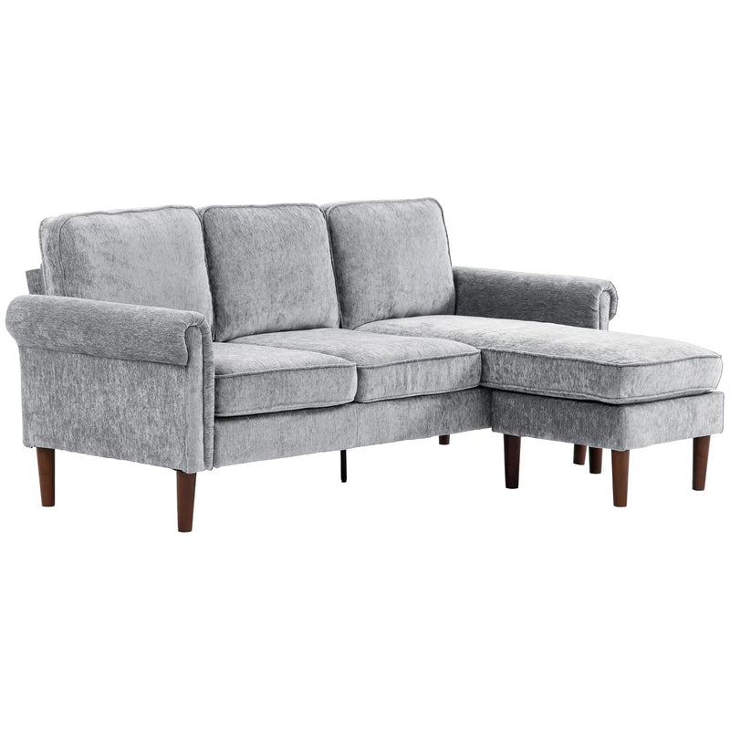 Aosom Sectional Modern Fabric L-Shaped Sectional Sofa with Reversible Chaise and Wooden Legs - Available in 2 Colours
