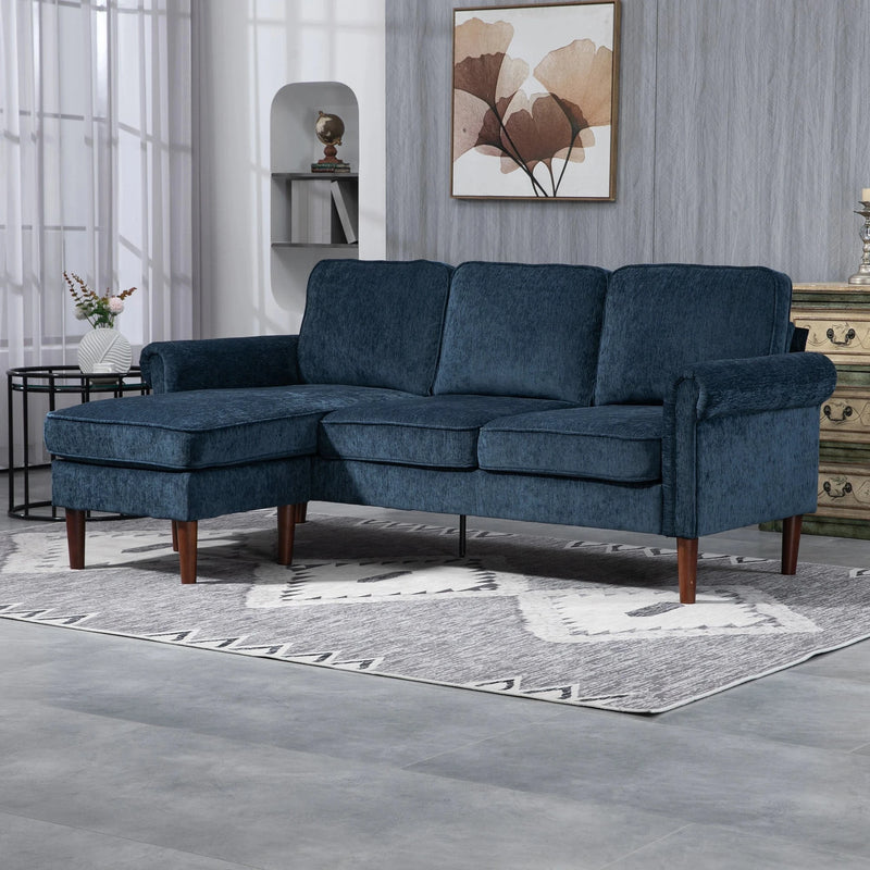 Aosom Sectional Modern Fabric L-Shaped Sectional Sofa with Reversible Chaise and Wooden Legs - Available in 2 Colours