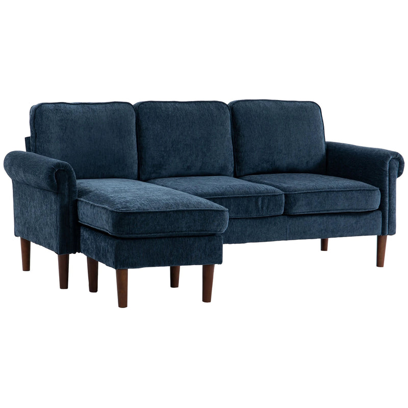 Aosom Sectional Modern Fabric L-Shaped Sectional Sofa with Reversible Chaise and Wooden Legs - Available in 2 Colours