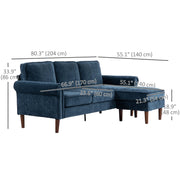 Aosom Sectional Modern Fabric L-Shaped Sectional Sofa with Reversible Chaise and Wooden Legs - Available in 2 Colours