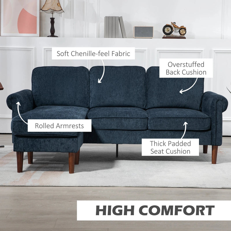 Aosom Sectional Modern Fabric L-Shaped Sectional Sofa with Reversible Chaise and Wooden Legs - Available in 2 Colours