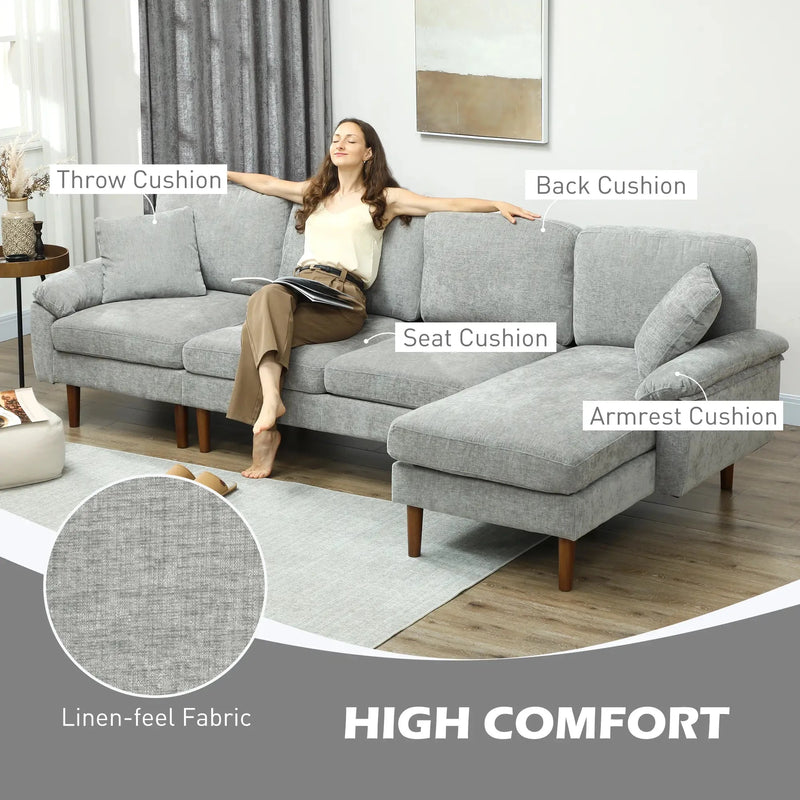 Aosom Sectional Modern L-Shaped Sectional Sofa with Reversible Chaise - Available in 3 Colours