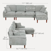 Aosom Sectional Modern L-Shaped Sectional Sofa with Reversible Chaise - Available in 3 Colours